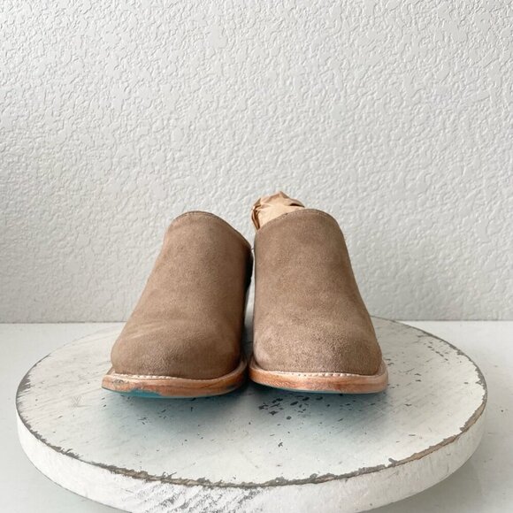 Lane Plain Jane Mule Womens 7.5 Latte Suede Cowboy Boots Western Slip On Short - Picture 5 of 11